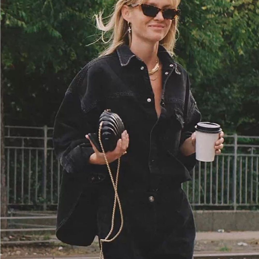 Black distressed jean jacket